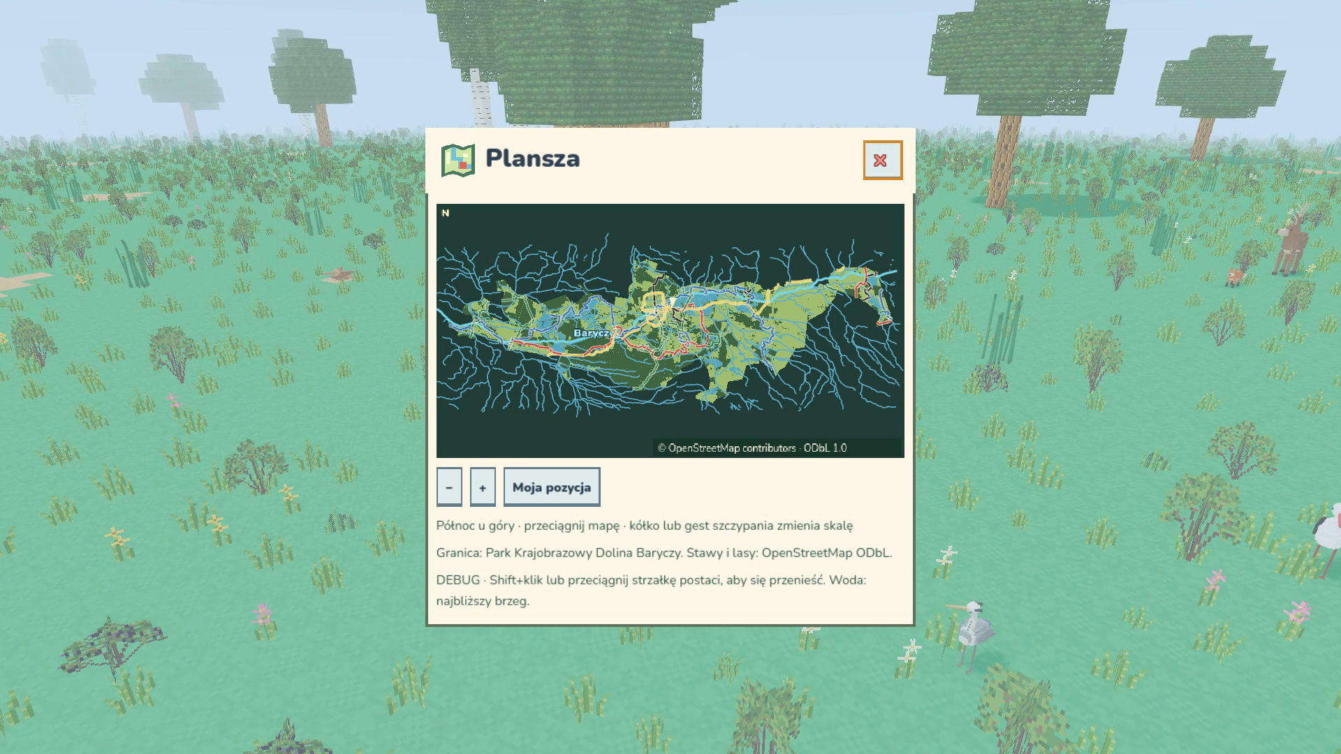 Mapa pomaga zaplanować trasę przez dolinę.